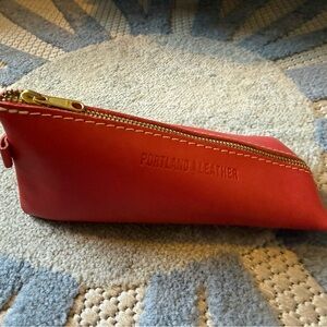 Portland Leather Red Leather Zip Pouch